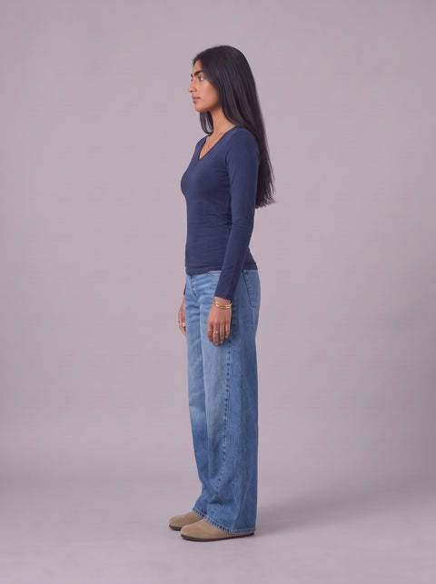 Milvus Long Sleeve V Neck Top