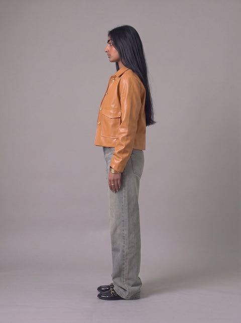 Frenchee Leather Buttons Jacket