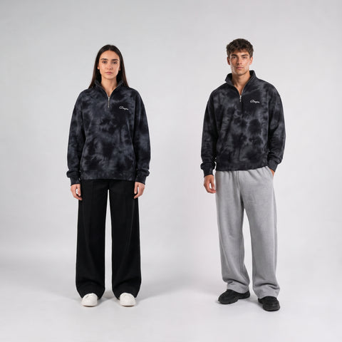 Denjoe Tie Dye Quarter Zip Boxy Fit