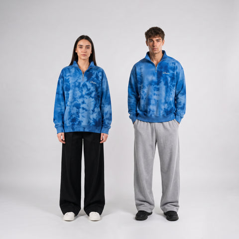 Denjoe Tie Dye Quarter Zip Boxy Fit