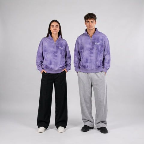 Denjoe Tie Dye Quarter Zip Boxy Fit