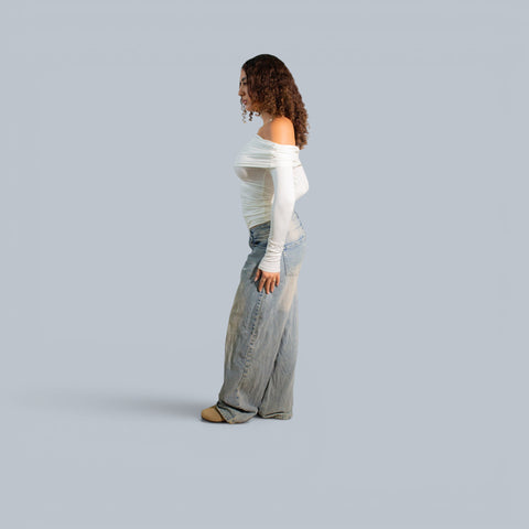 Blanks and Co Off Shoulder Draped Long Sleeve
