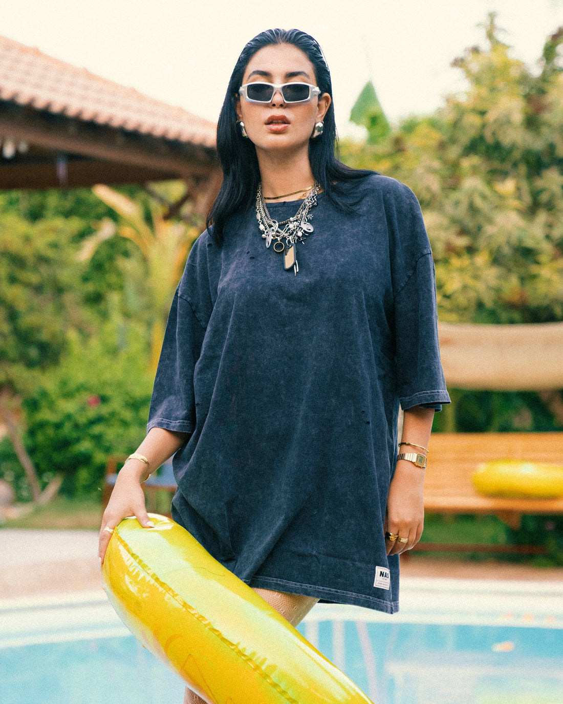 Nas Trends Stone Washed Basic Unisex Oversized SS T-Shirt