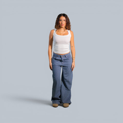 Eighties Striped Wide Leg Jeans