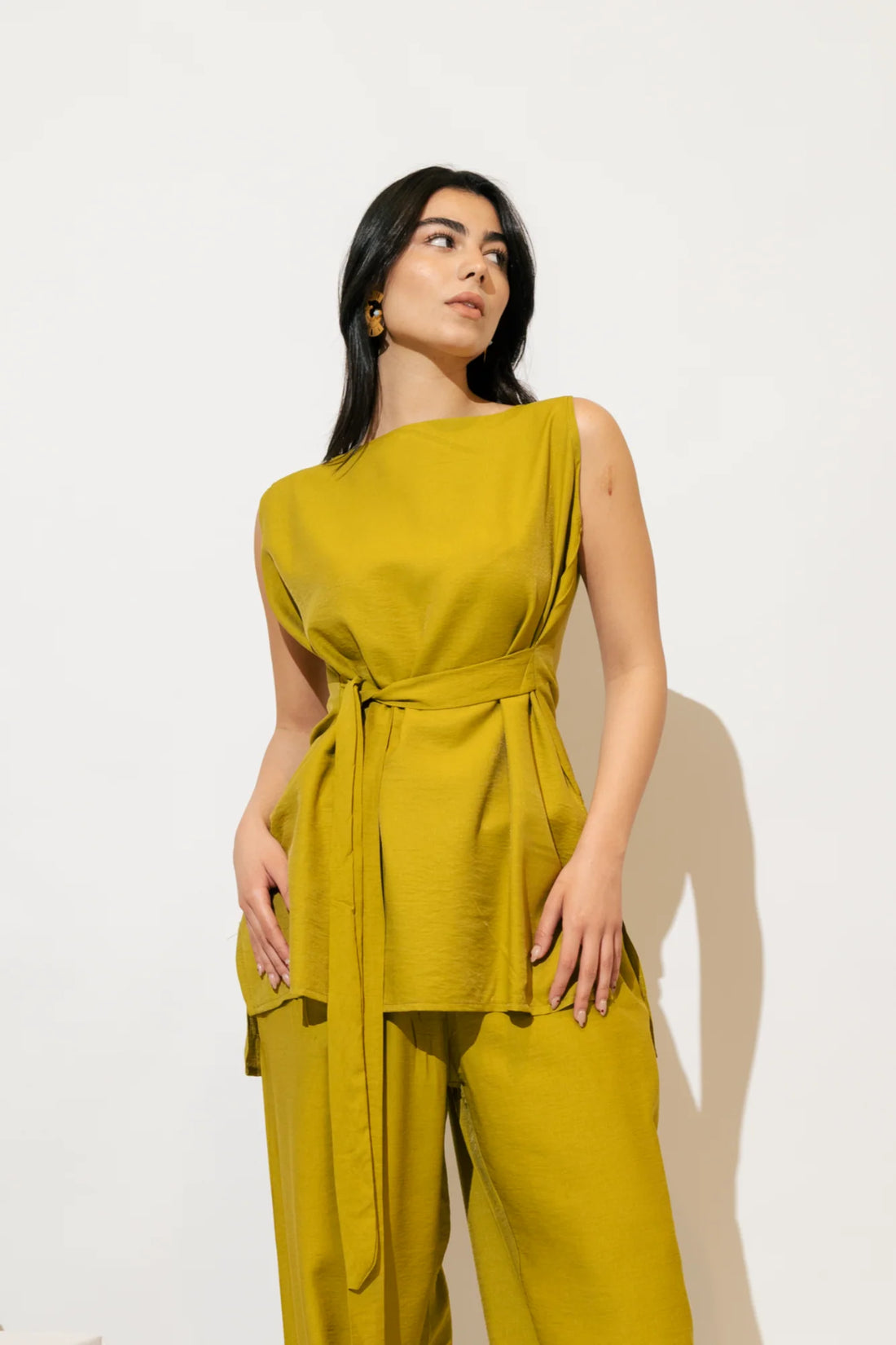 Leocansa Belted Linen Top