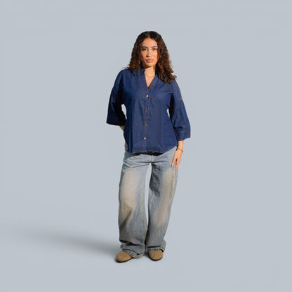 Eighties Wide Sleeve Denim Shirt