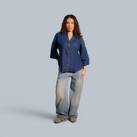 Eighties Wide Sleeve Denim Shirt