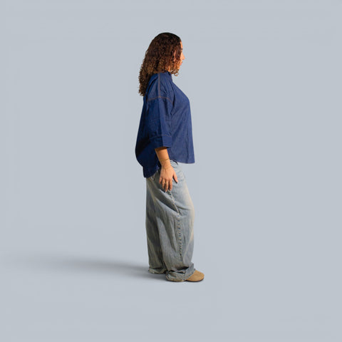 Eighties Wide Sleeve Denim Shirt