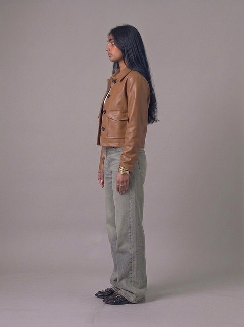 Frenchee Leather Buttons Jacket