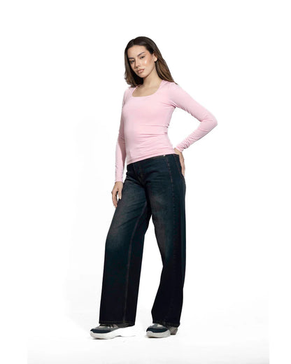 Diss &amp; Miss Long Sleeve Square Neck Top