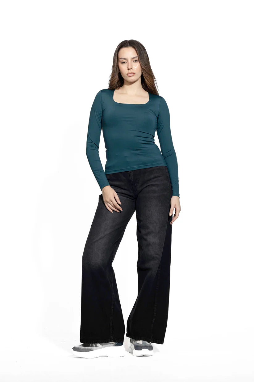 Diss &amp; Miss Long Sleeve Square Neck Top