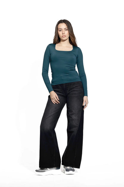 Diss &amp; Miss Long Sleeve Square Neck Top