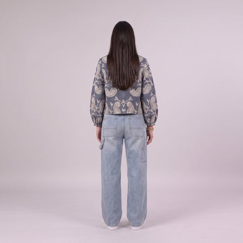 SBR Paisley Tie-Front Blouse