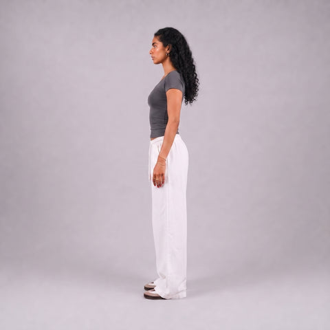 Gelvi Ribbed Wide Neck Short Sleeve