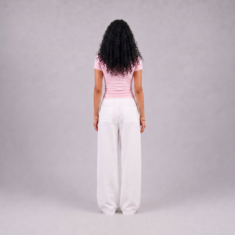Gelvi Ribbed Wide Neck Short Sleeve
