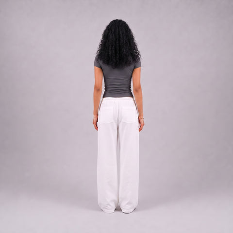 Gelvi Ribbed Wide Neck Short Sleeve