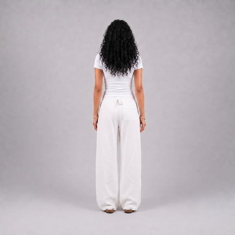 Gelvi Ribbed Wide Neck Short Sleeve